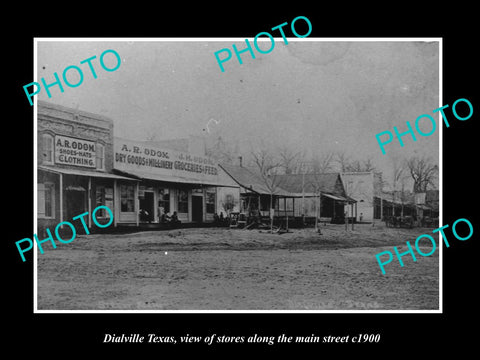 OLD LARGE HISTORIC PHOTO OF DIALVILLE TEXAS, VIEW OF MAIN STREET & STORES c1900