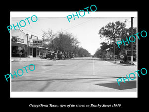 OLD LARGE HISTORIC PHOTO OF GEORGETOWN TEXAS, VIEW OF BRUSHY STREET c1940