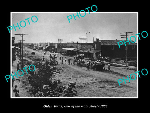 OLD LARGE HISTORIC PHOTO OF OLDEN TEXAS, VIEW OF MAIN STREET & STORES c1900