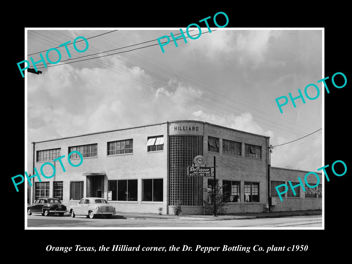 OLD LARGE HISTORIC PHOTO OF ORANGE TEXAS, THE Dr PEPPER BOTTLING PLANT c1950