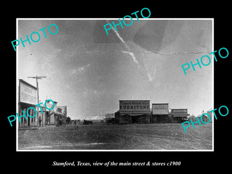 OLD LARGE HISTORIC PHOTO OF STAMFORD TEXAS, VIEW OF MAIN STREET & STORES c1900