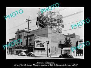 OLD LARGE HISTORIC PHOTO OF BELMONT CALIFORNIA, VIEW OF THE BELMONT THEATRE 1940