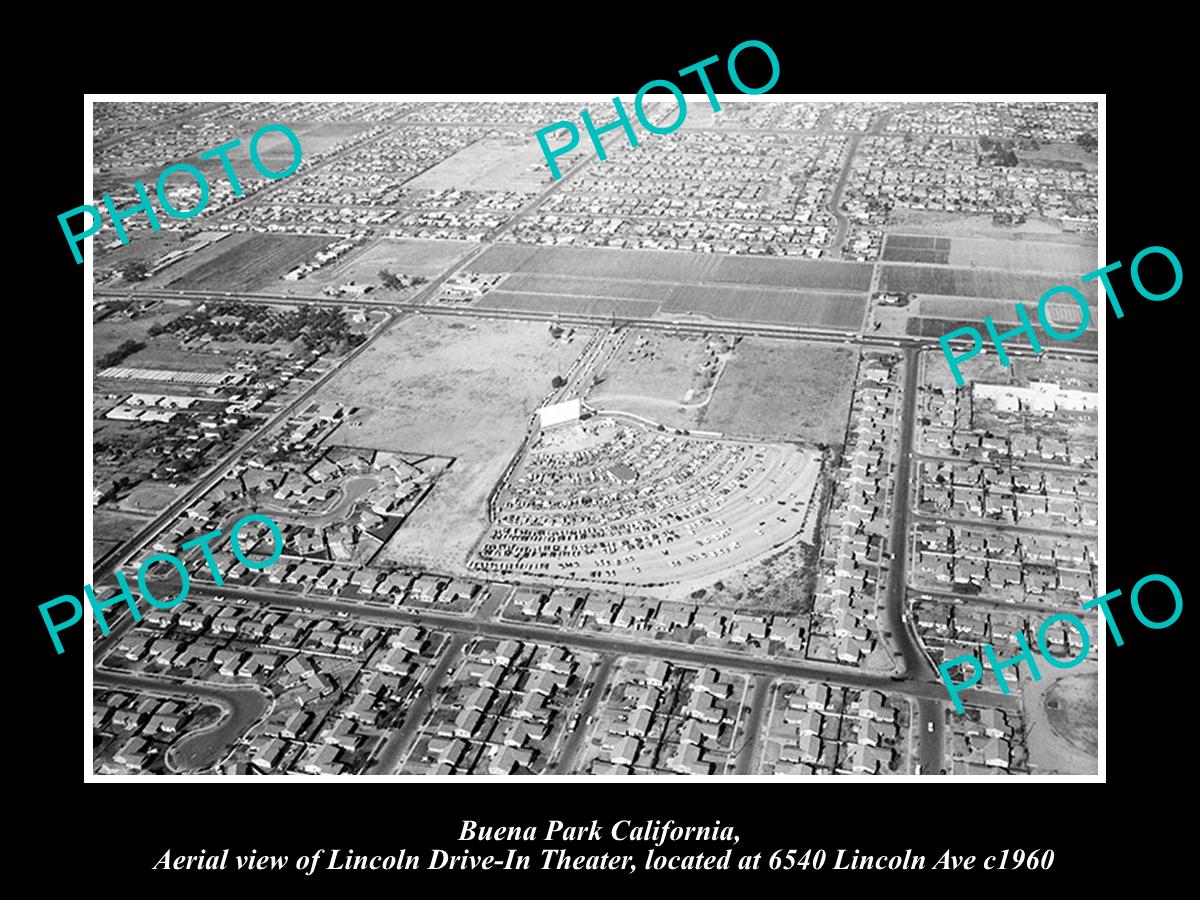 OLD LARGE HISTORIC PHOTO OF BUENA PARK CALIFORNIA, THE LINCOLN DRIVE IN c1960