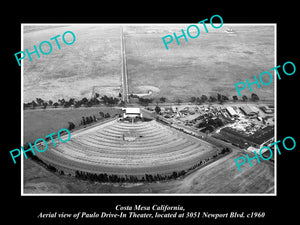 OLD LARGE HISTORIC PHOTO OF COSTA MESA CALIFORNIA, THE PAULO DRIVE IN c1960