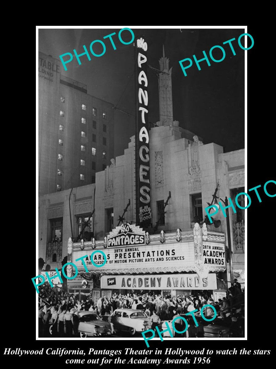 OLD LARGE HISTORIC PHOTO OF HOLLYWOOD CALIFORNIA, THE PANTAGES THEATRE A/A 1956