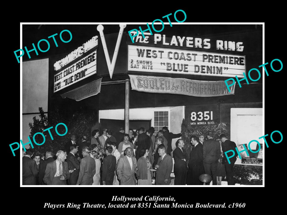 OLD LARGE HISTORIC PHOTO OF HOLLYWOOD CALIFORNIA, THE PLAYERS RING THEATRE 1960