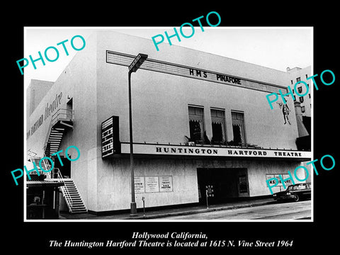 OLD LARGE HISTORIC PHOTO OF HOLLYWOOD CALIFORNIA, THE HUNTINGTON THEATRE 1964