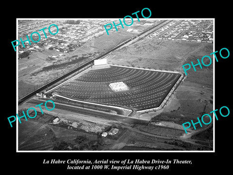 OLD LARGE HISTORIC PHOTO OF LA HABRE CALIFORNIA, THE LA HABRE DRIVE IN c1960