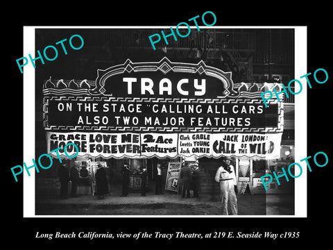 OLD LARGE HISTORIC PHOTO OF LONG BEACH CALIFORNIA, THE TRACY THEATRE c1935