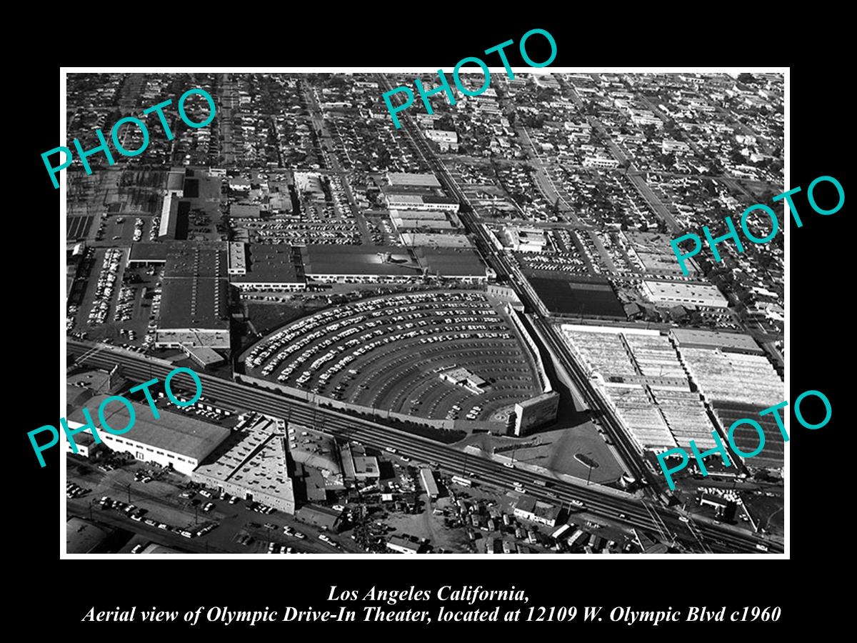 OLD LARGE HISTORIC PHOTO OF LOS ANGELES CALIFORNIA, THE OLYMPIC DRIVE IN c1960