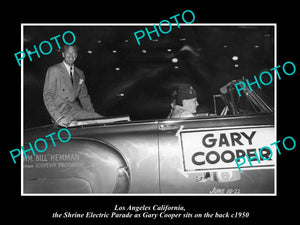 OLD LARGE HISTORIC PHOTO OF LOS ANGELES CALIFORNIA, GARY COOPER IN PARADE c1950