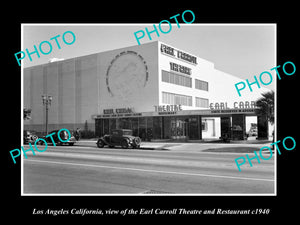 OLD LARGE HISTORIC PHOTO OF LOS ANGELES CALIFORNIA, EARL CARROLL THEATRE c1940