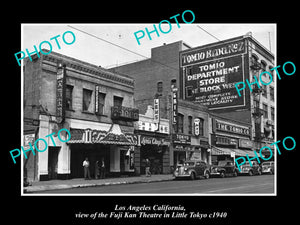 OLD LARGE HISTORIC PHOTO OF LOS ANGELES CALIFORNIA, THE FUJI KAN THEATRE c1940