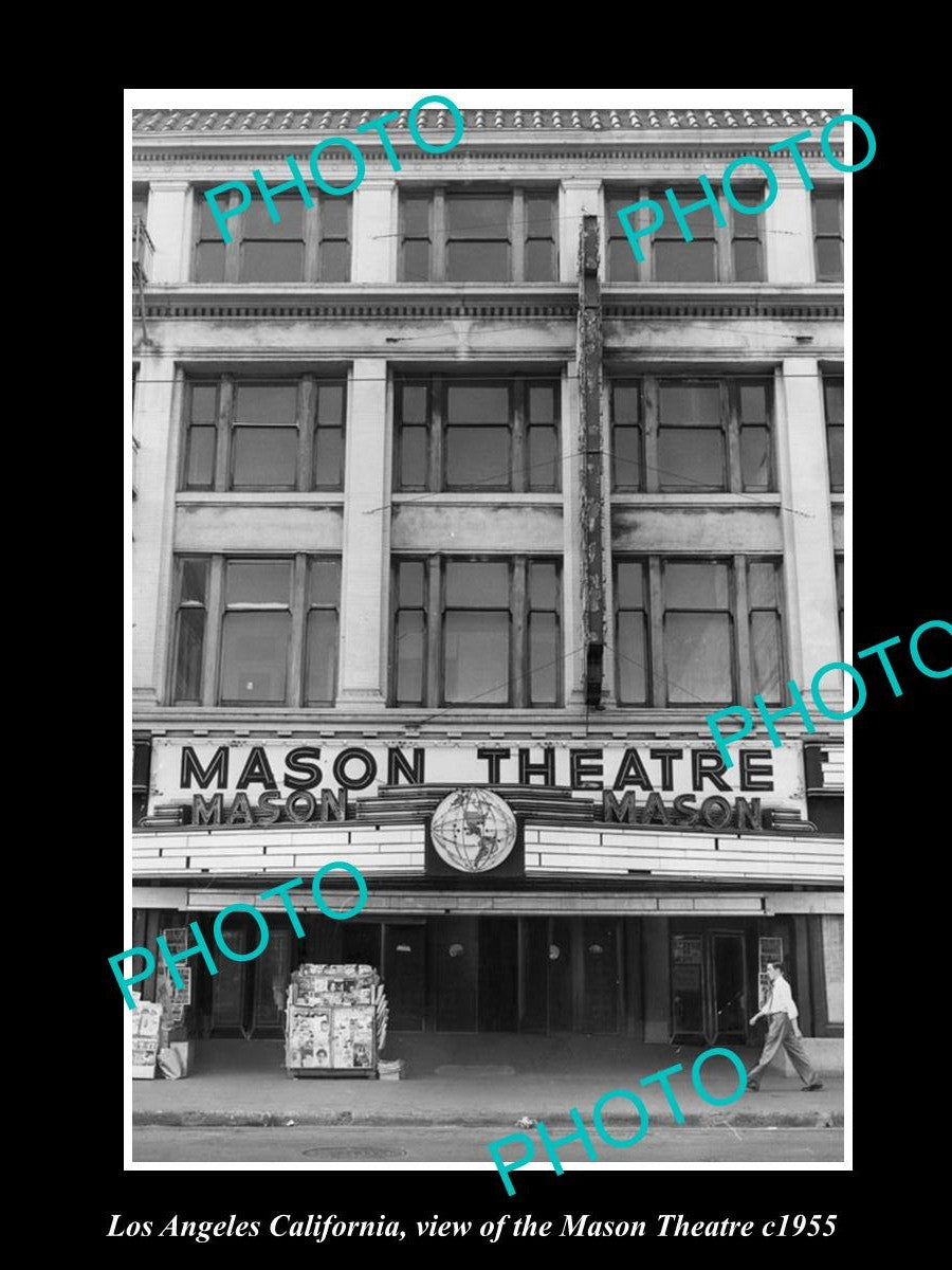 OLD LARGE HISTORIC PHOTO OF LOS ANGELES CALIFORNIA, THE MASON THEATRE c1955