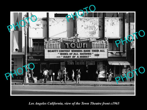 OLD LARGE HISTORIC PHOTO OF LOS ANGELES CALIFORNIA, THE TOWN THEATRE c1965