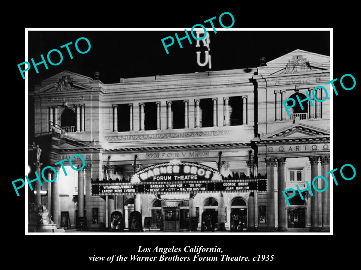 OLD LARGE HISTORIC PHOTO OF LOS ANGELES CALIFORNIA, THE FORUM THEATRE c1935