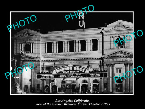 OLD LARGE HISTORIC PHOTO OF LOS ANGELES CALIFORNIA, THE FORUM THEATRE c1935