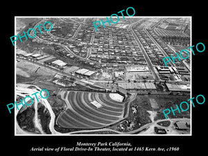 OLD LARGE HISTORIC PHOTO OF MONTEREY PARK CALIFORNIA, THE FLORAL DRIVE IN c1960