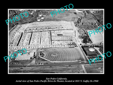 OLD LARGE HISTORIC PHOTO OF SAN PEDRO CALIFORNIA, THE PACIFIC DRIVE IN c1960