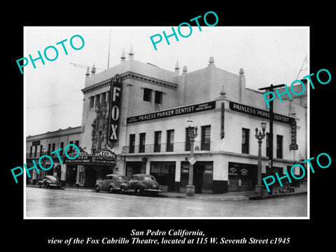 OLD LARGE HISTORIC PHOTO OF SAN PEDRO CALIFORNIA, THE CABRILLO THEATRE c1945