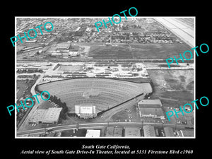 OLD LARGE HISTORIC PHOTO OF SOUTH GATE CALIFORNIA, THE DRIVE IN THEATRE c1960 1