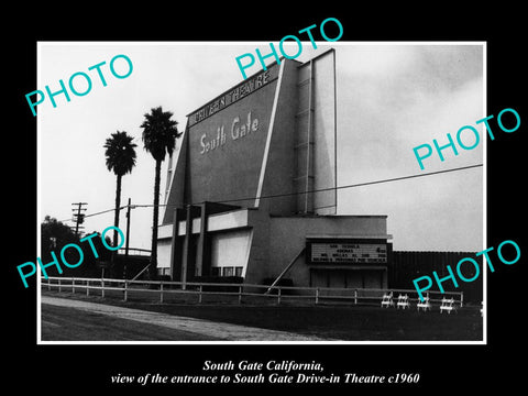 OLD LARGE HISTORIC PHOTO OF SOUTH GATE CALIFORNIA, THE DRIVE IN THEATRE c1960 2