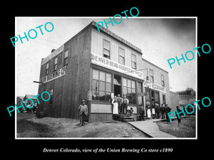 OLD LARGE HISTORIC PHOTO OF DENVER COLORADO, THE UNION BREWING Co STORE c1890