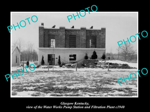 OLD LARGE HISTORIC PHOTO OF GLASGOW KENTUCKY, THE WATER WORKS PUMP STATION c1940