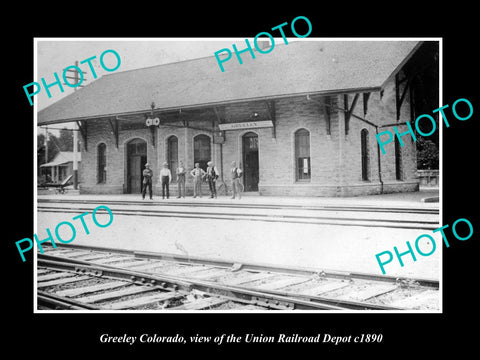 OLD LARGE HISTORIC PHOTO OF GREELEY COLORADO, THE UNION RAILROAD DEPOT c1890