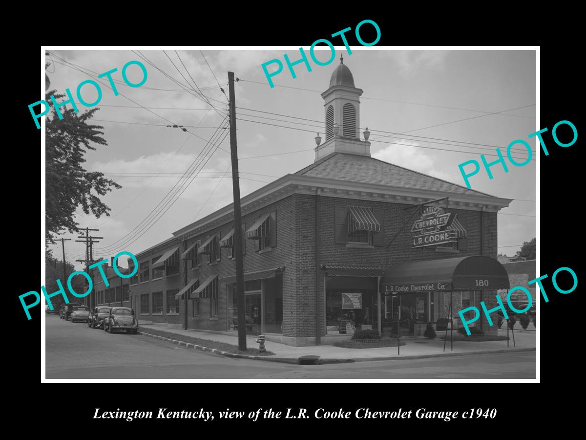 OLD LARGE HISTORIC PHOTO OF LEXINGTON KENTUCKY, THE COOKE CHEVROLET GARAGE 1940