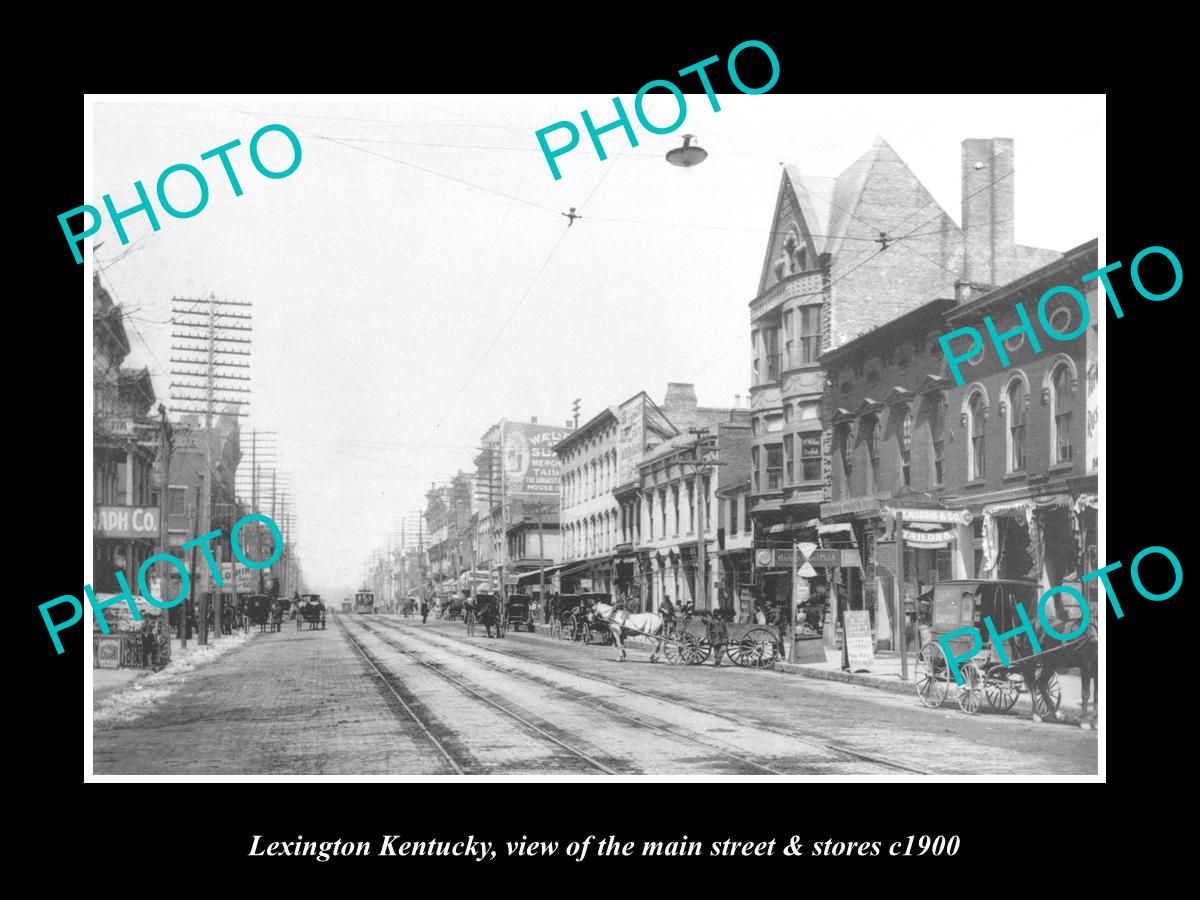 OLD LARGE HISTORIC PHOTO OF LEXINGTON KENTUCKY, THE MAIN STREET & STORES c1900