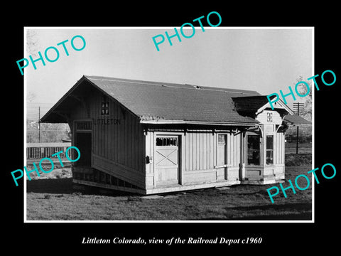 OLD LARGE HISTORIC PHOTO OF LITTLETON COLORADO, THE SANTA FE RAILROAD DEPOT 1960