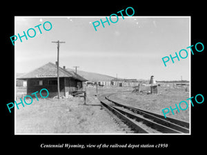 OLD LARGE HISTORIC PHOTO OF CENTENNIAL WYOMING THE RAILROAD DEPOT STATION c1950