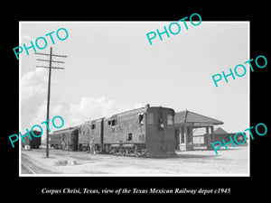 OLD LARGE HISTORIC PHOTO OF CORPUS CHRISTI TEXAS, RAILROAD DEPOT STTAION c1945