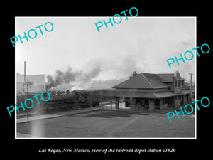 OLD LARGE HISTORIC PHOTO OF LAS VEGAS NEW MEXICO, RAILROAD DEPOT STATION c1920