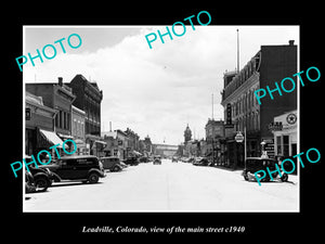 OLD LARGE HISTORIC PHOTO OF LEADVILLE COLORADO, VIEW OF THE MAIN STREET c1940