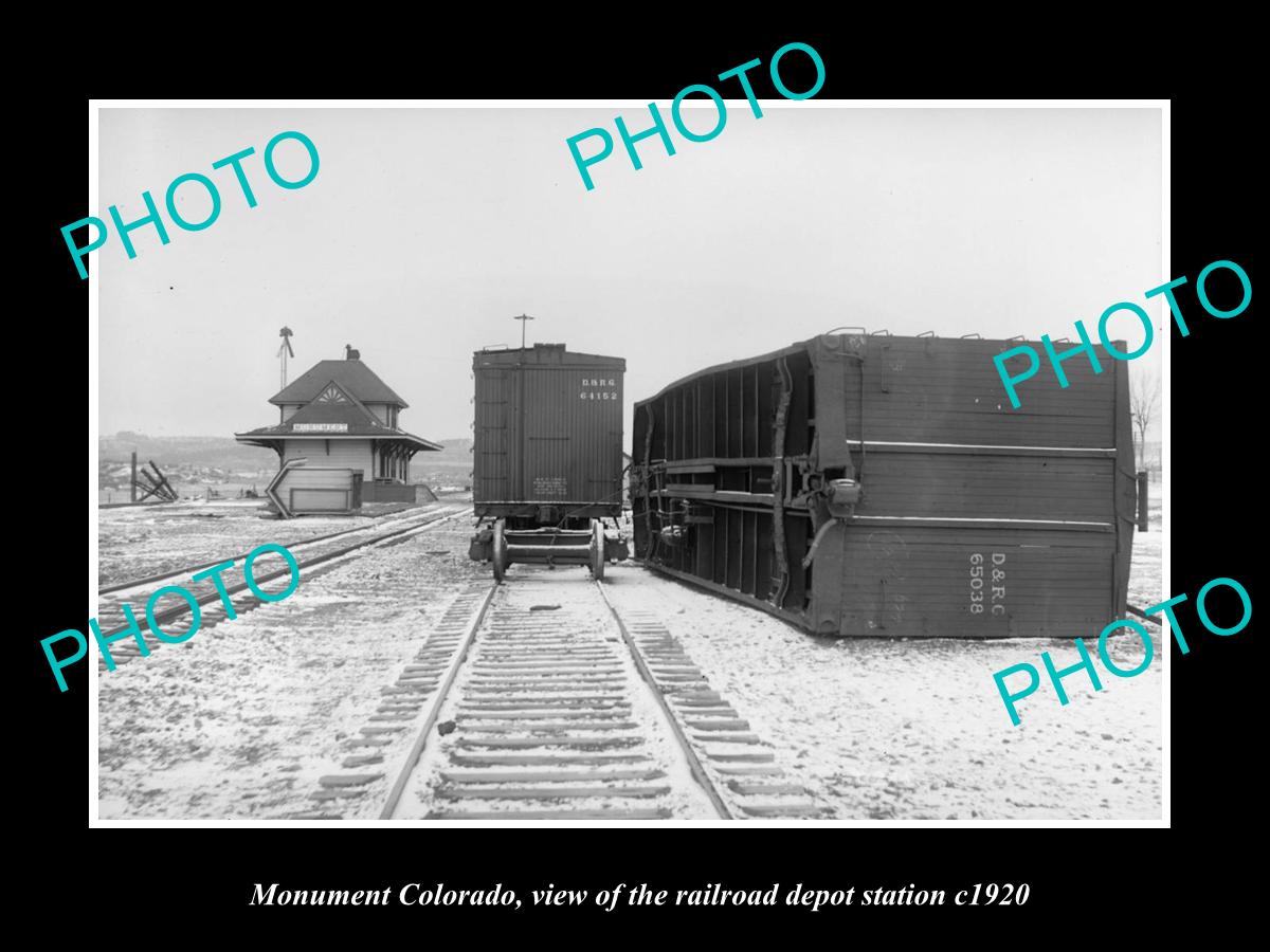 OLD LARGE HISTORIC PHOTO OF MONUMENT COLORADO, RAILROAD DEPOT STATION c1920