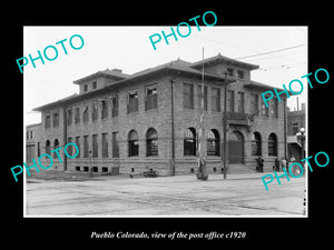 OLD LARGE HISTORIC PHOTO OF PUEBLO COLORADO, VIEW OF THE POST OFFICE c1920