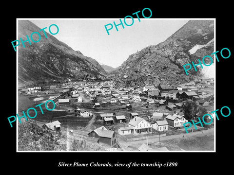OLD LARGE HISTORIC PHOTO OF SILVER PLUME COLORADO, VIEW OF THE TOWNSHIP c1890
