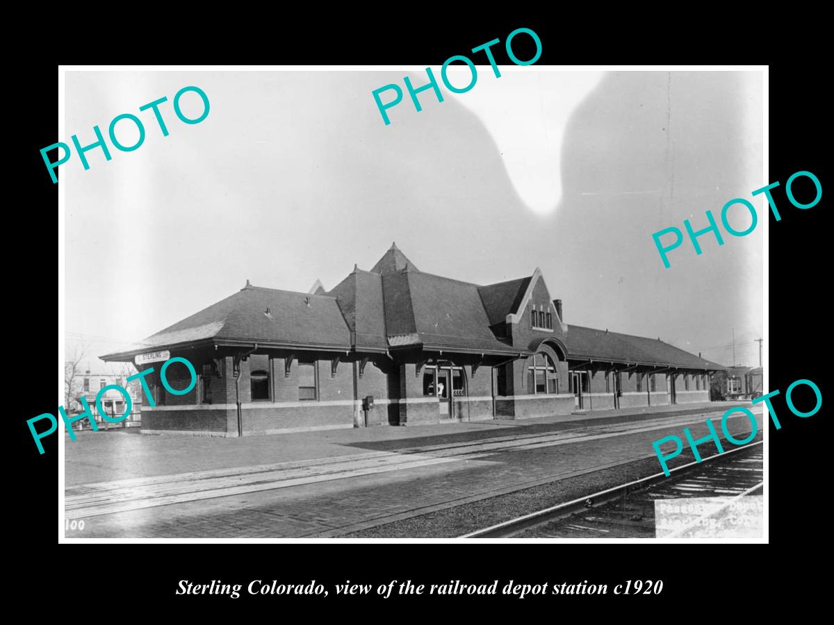 OLD LARGE HISTORIC PHOTO OF STERLING COLORADO, RAILROAD DEPOT STATION c1920