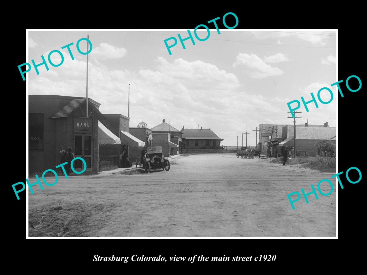 OLD LARGE HISTORIC PHOTO OF STRASBURG COLORADO, VIEW OF THE MAIN STREET c1920