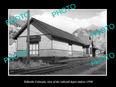 OLD LARGE HISTORIC PHOTO OF TELLURIDE COLORADO, RAILROAD DEPOT STATION c1950 1