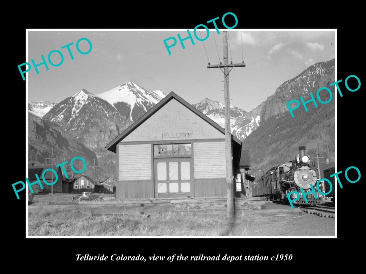 OLD LARGE HISTORIC PHOTO OF TELLURIDE COLORADO, RAILROAD DEPOT STATION c1950 2