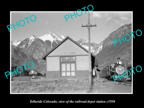 OLD LARGE HISTORIC PHOTO OF TELLURIDE COLORADO, RAILROAD DEPOT STATION c1950 2