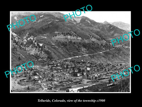 OLD LARGE HISTORIC PHOTO OF TELLURIDE COLORADO, VIEW OF THE TOWNSHIP c1900