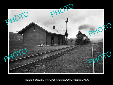 OLD LARGE HISTORIC PHOTO OF YAMPA COLORADO, RAILROAD DEPOT STATION c1920