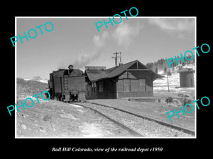 OLD LARGE HISTORIC PHOTO OF  BULL HILL COLORADO, RAILROAD DEPOT STATION c1950