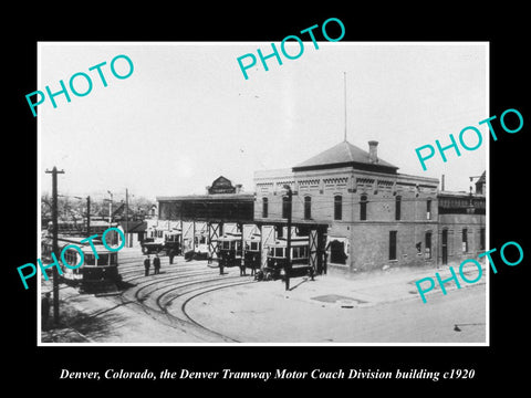 OLD LARGE HISTORIC PHOTO OF  DENVER COLORADO, TRAMWAY MOTOR COACH BUILDING c1920