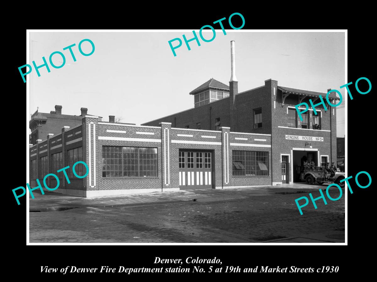 OLD LARGE HISTORIC PHOTO OF  DENVER COLORADO, THE FIRE DEPARTMENT STATION c1930