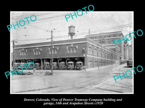 OLD LARGE HISTORIC PHOTO OF  DENVER COLORADO, TRAMWAY COMPANY GARAGE c1920